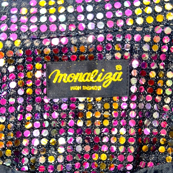 Rainbow Sequend Candy-dot Blazer. True to the 80’s it's one size w shoulder pads - Picture 2 of 10